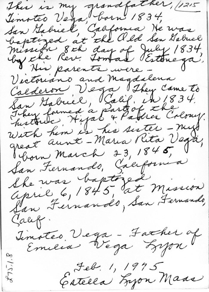 Collection Item Maria Rita Vega, born 1845 in San Fernando, with her brother, Timoteo Vega
