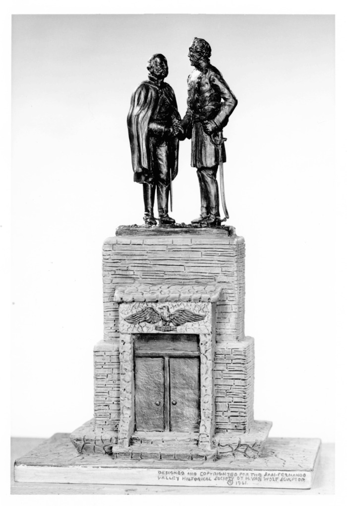 Sculpture of General Andres Pico and General John C. Fremont by artist Henry VanWolf