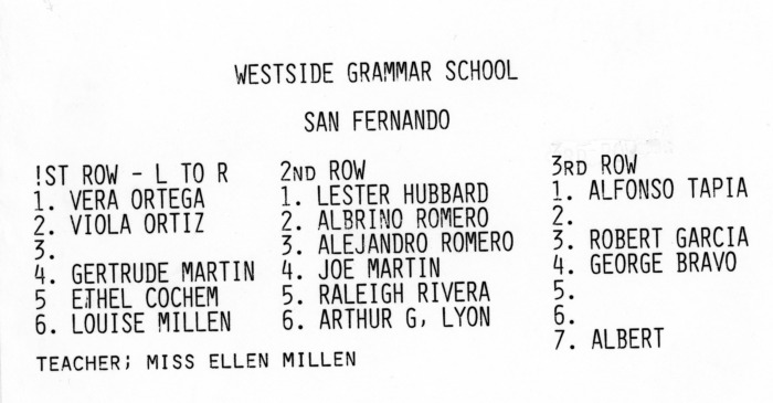 Collection Item Westside Grammar School - Teacher Miss Ella Millen, sister of Bill Millen