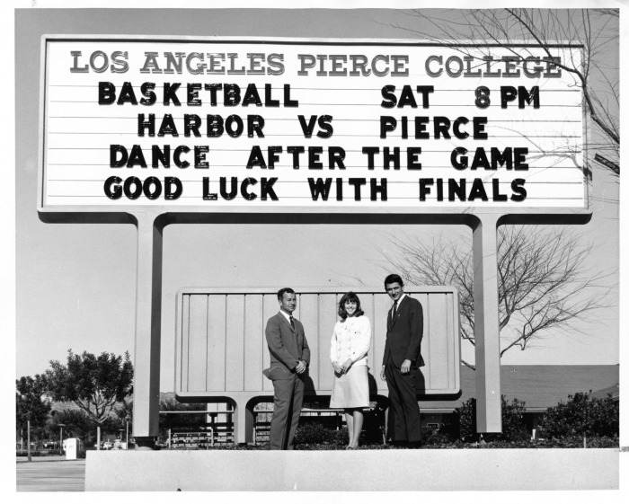 Van Nuys, CA - Valley College marquee - People not identified