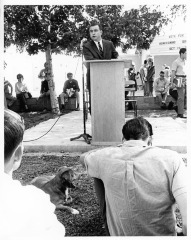 Van Nuys, CA - Los Angeles Valley College - John Rousselot speaking at college quadrangle