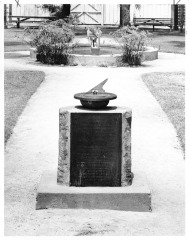 North Hollywood, CA - Campo de Cahuenga - Sun dial and plaque honoring signers of Treaty of Cahuenga where Articles of Capitulation were signed