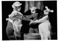 Northridge, CA - Play at San Fernando Valley State College - Lyn Garner (left), Blake Maxum (center), and Connie Greenseid acting out the story of Winnie the Pooh