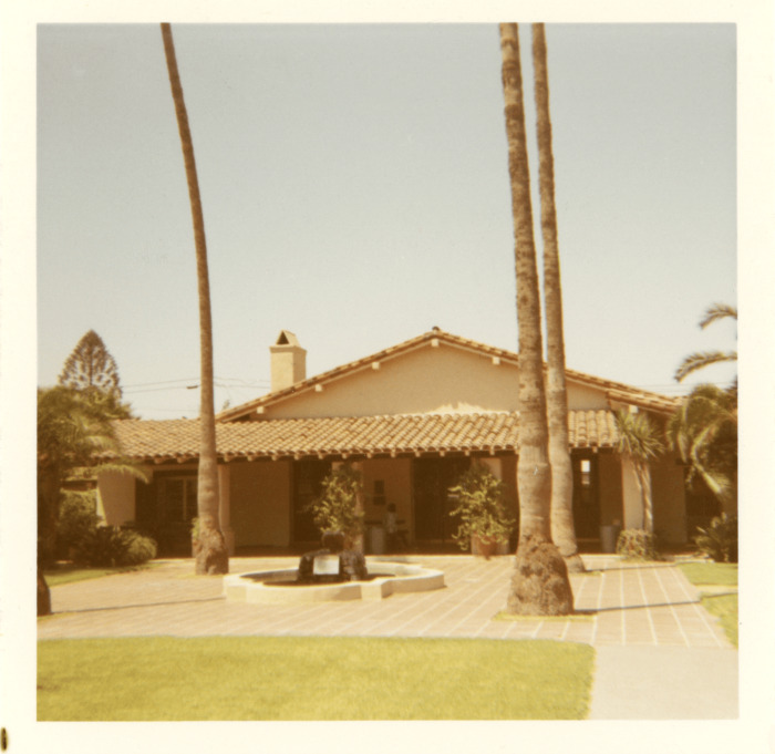 North Hollywood, CA - Campo de Cahuenga - Color Polaroid photo showing pool in foreground