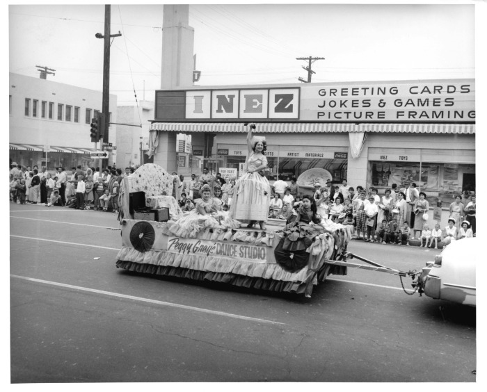 San Fernando, CA - San Fernando Fiesta - Picture taken at San Fernando Rd. and Maclay float sponsored by Peggy Gray's Dance Studio - People on float are not identified