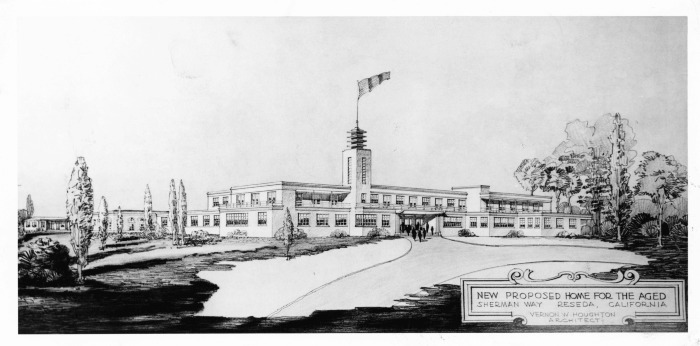 Reseda, CA - Industrial Center for the Aged - This is an artist's drawing of the Industrial Center for the Aged association's proposed home in Reseda for elderly people