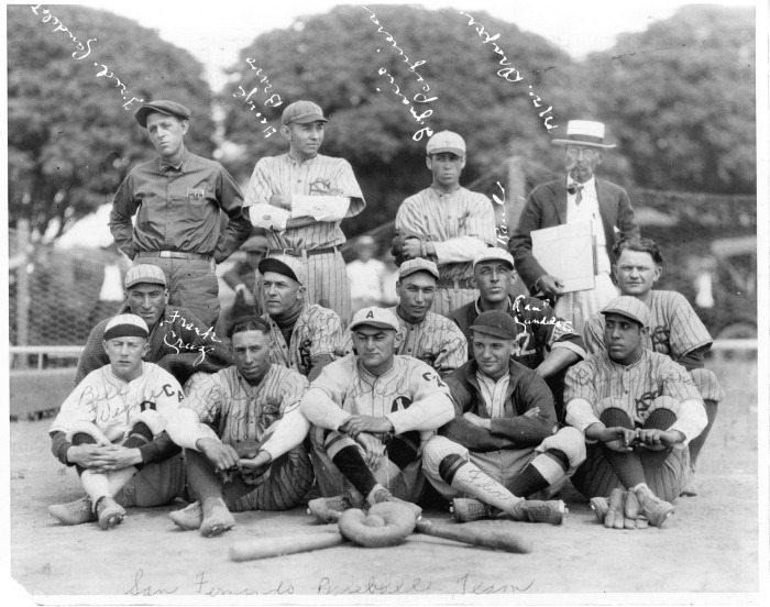 San Fernando baseball team - Names of people are shown on the back of the photo
