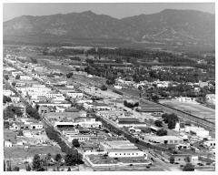 San Fernando, CA - Aerial view of San Fernando - High school shown at right
