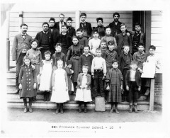 San Fernando, CA - Grammar School - Group of students in front of school - Children are not identified