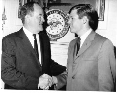 Vice President Hubert Humphrey and Bob Ronka, Vice President of Harvard Law Graduate Democratic Club