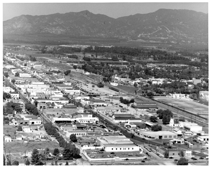 San Fernando, CA - Aerial view of San Fernando - High school shown at right
