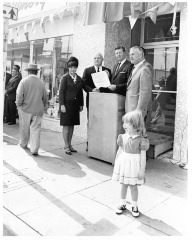 San Fernando, CA - Witkin Bldg. - Closeup of of building's dedication ceremonies