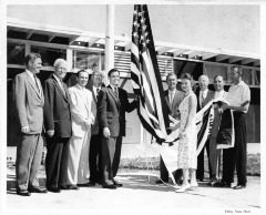 Northridge, CA - Valley State College (CSUN) - Opening of new state college. From left to right are Pat McGee, Assemblyman