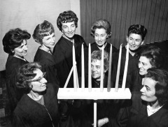 Rodef Sholom Temple - Religious singers - Shown are Mrs. Jack Goldstyn, Mrs. Bernard Kagel, Mrs. Phillip Rosenfidd, Mrs. Leon Rodman, Mrs. Jerry Forkosh, Mrs. Ray Klotzman, Mrs. Joseph Kreigler, and Mrs. Marshal Melnick