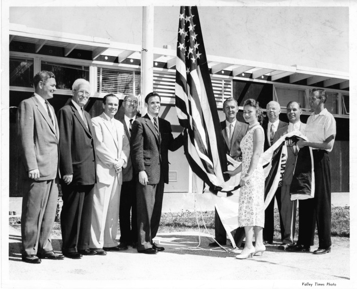 Northridge, CA - Valley State College (CSUN) - Opening of new state college. From left to right are Pat McGee, Assemblyman