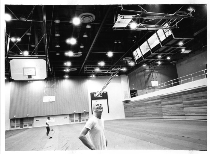Northridge, CA - Valley State College (CSUN) - Students inspect new facility that has a seating capacity for over 5,000 students