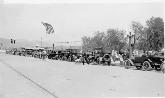 Pacific Electric Opening Day - San Fernando. Tracks are on Brand Blvd.