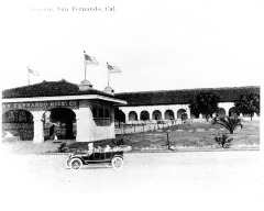 SF Mission - Red Car (P.E.) station from postcard